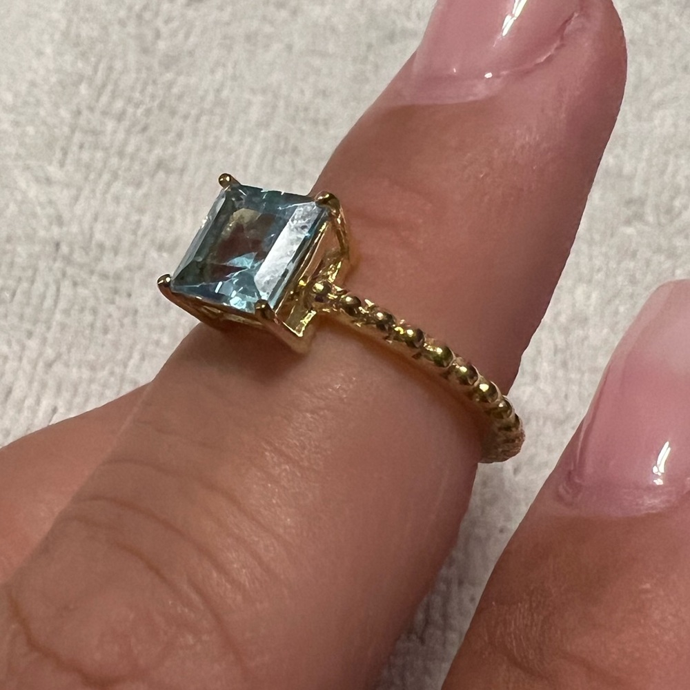 Judith Ripka Blue Topaz Gold Ring - Picture 10 of 12